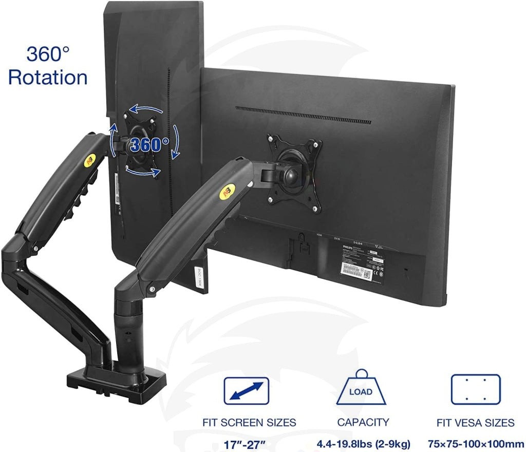 NB North Bayou F160 Dual Monitor Desk Mount Stand Full Motion Swivel Computer Monitor Arm for Two Screens NB North Bayou F160 Dual Monitor Desk Mount Stand Full Motion Swivel Computer Monitor Arm for Two Screens